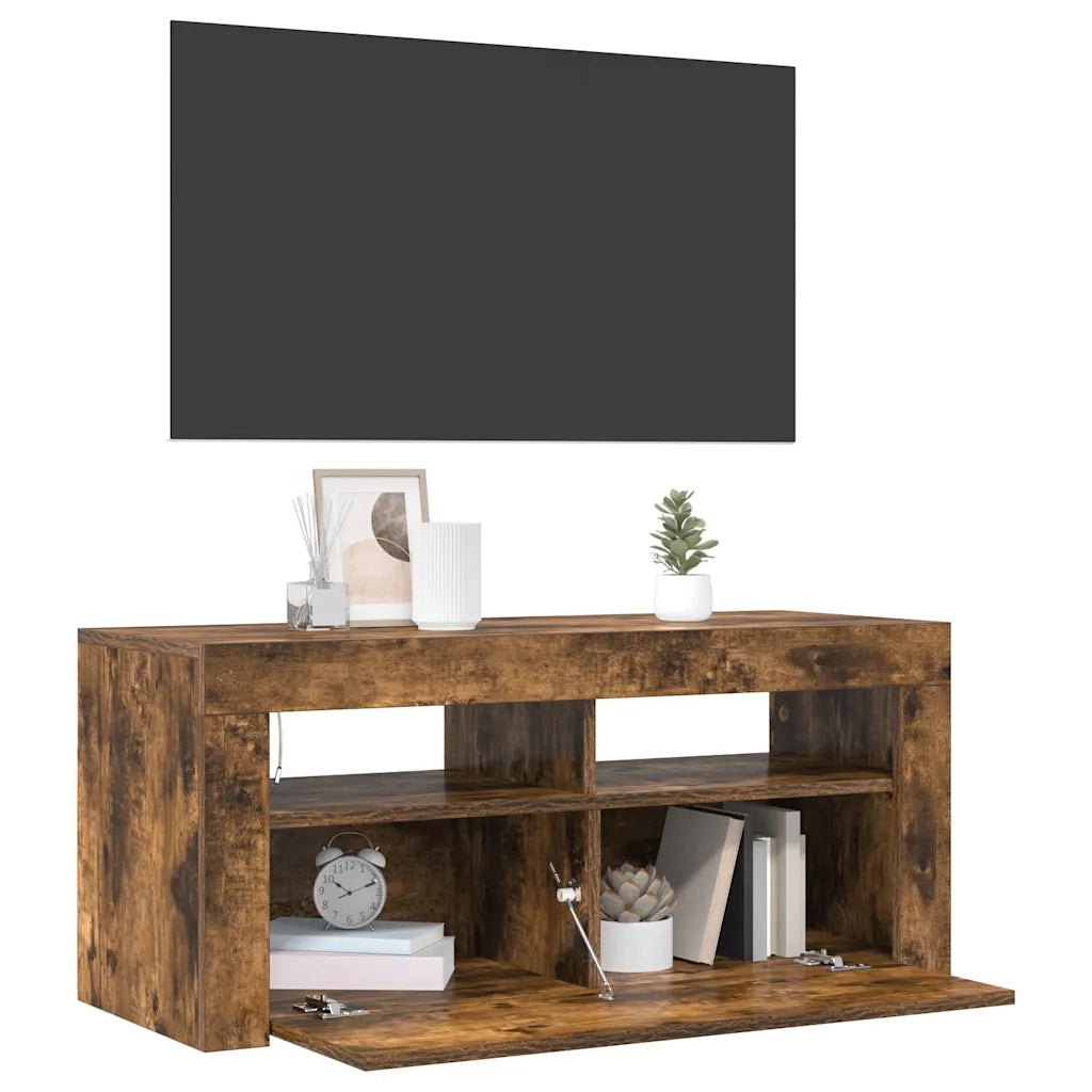 Mobile Porta TV con Luci LED Rovere Fumo 90x35x40 cm cod mxl 23127