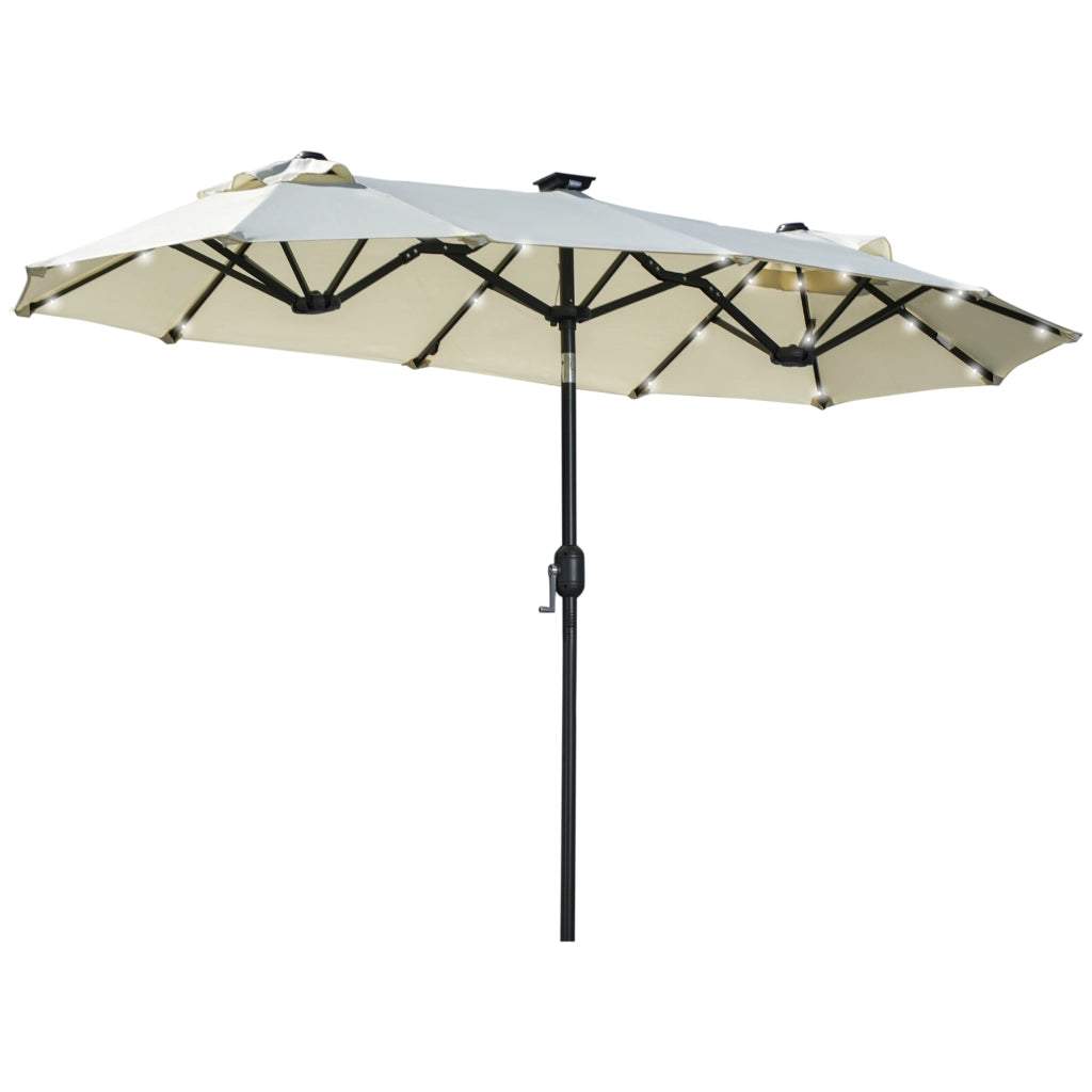 Ombrellone da giardino pieghevole con pannello solare e LED ¨C zephmum ¨C beige 292x150 cm