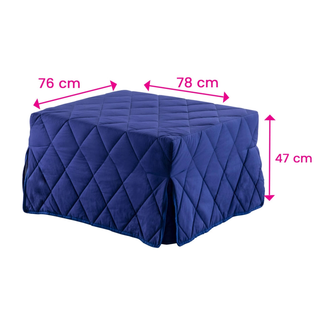 Pouf letto rosso che diventa comodo materassino alto 10 per ospiti inattesi. Cubo letto, materassino con rete apribile con dimensione 76x210 x 10 di altezza