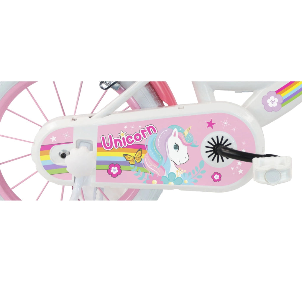 Bicicletta per Bambine 14" Unicorn Freni Caliper e Stabilizzatori in Acciaio Hi-Ten Rosa