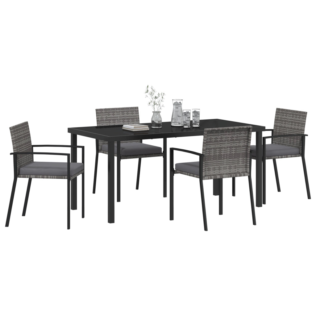 Set di 5 Pezzi da Pranzo per Giardino Grigio Polyrattan