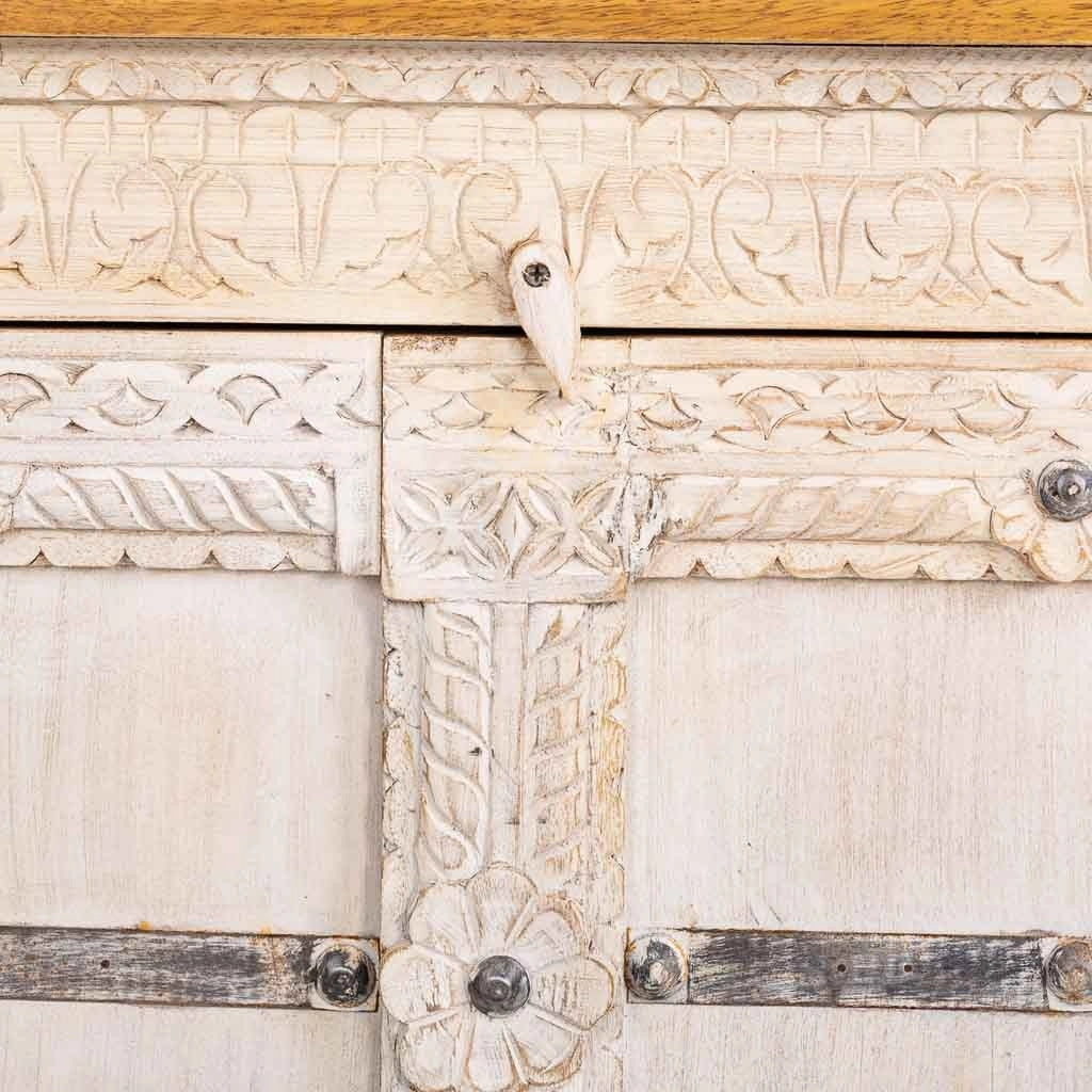 Credenza in legno bianco 190x45x105h