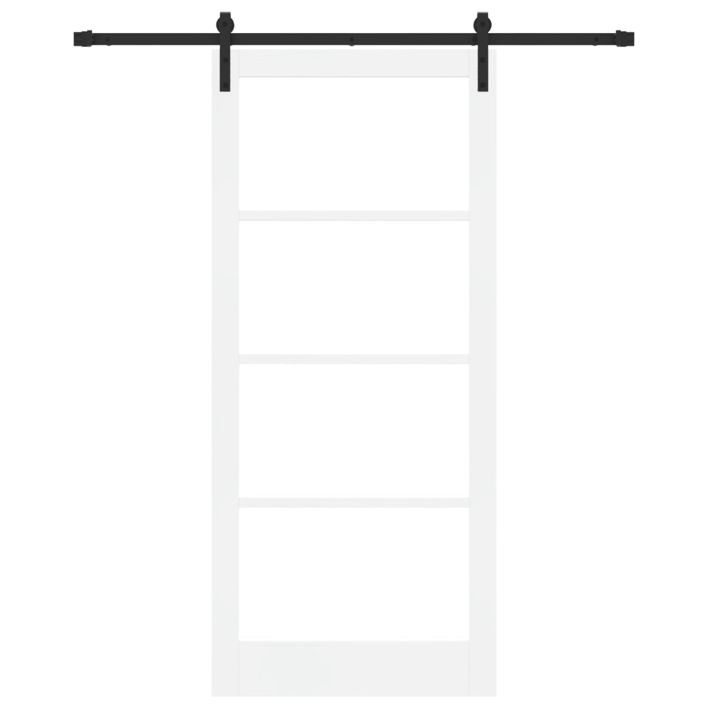 Porta Scorrevole con Set di Ferramenta 'ORKDAL'Legno Massiccio Bianco & Vetro