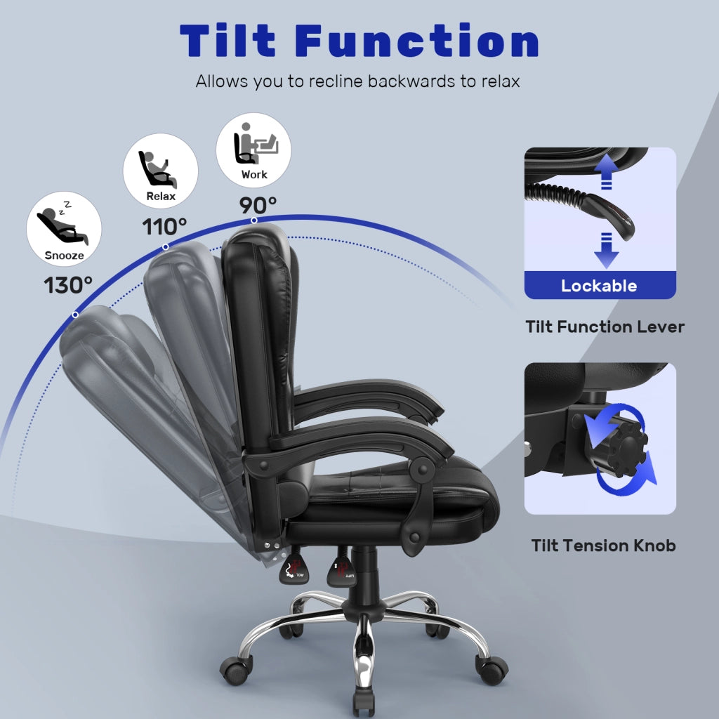 Sedia da ufficio, sedia da ufficio ergonomica  con braccioli, schienale e altezza regolabile, girevole a 360°, nera