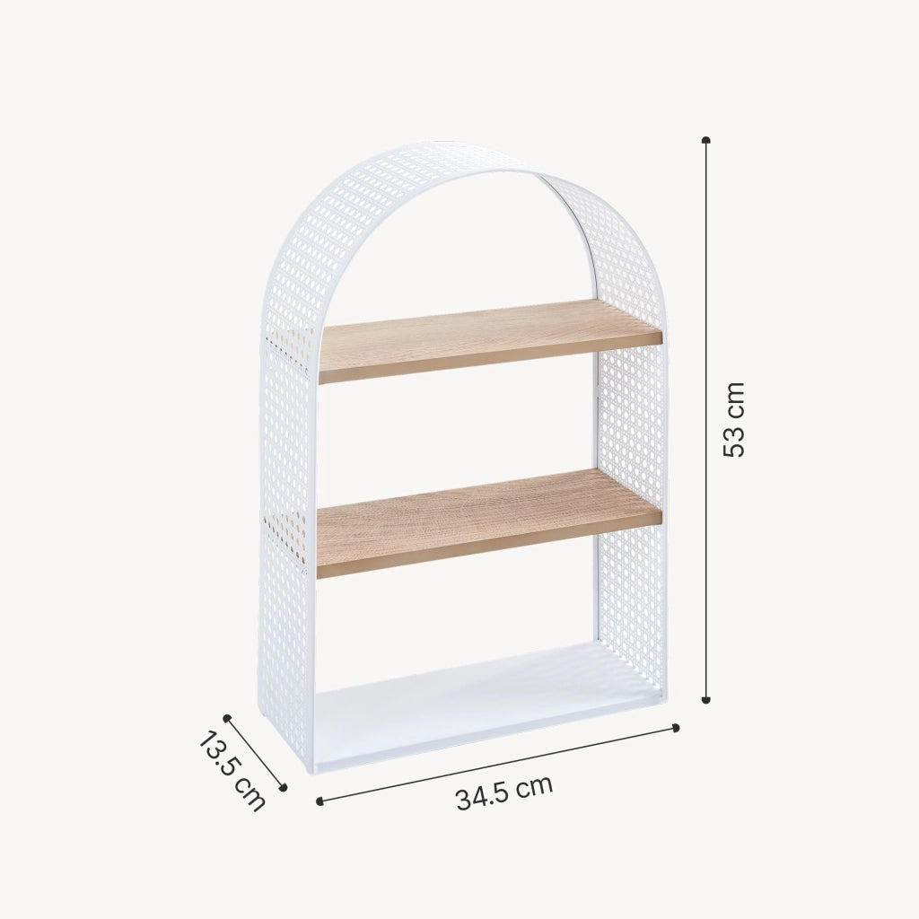 Scaffale da Parete Jäller Design Arcuato Traforato 53x35x14 cm Bianco [en.casa]