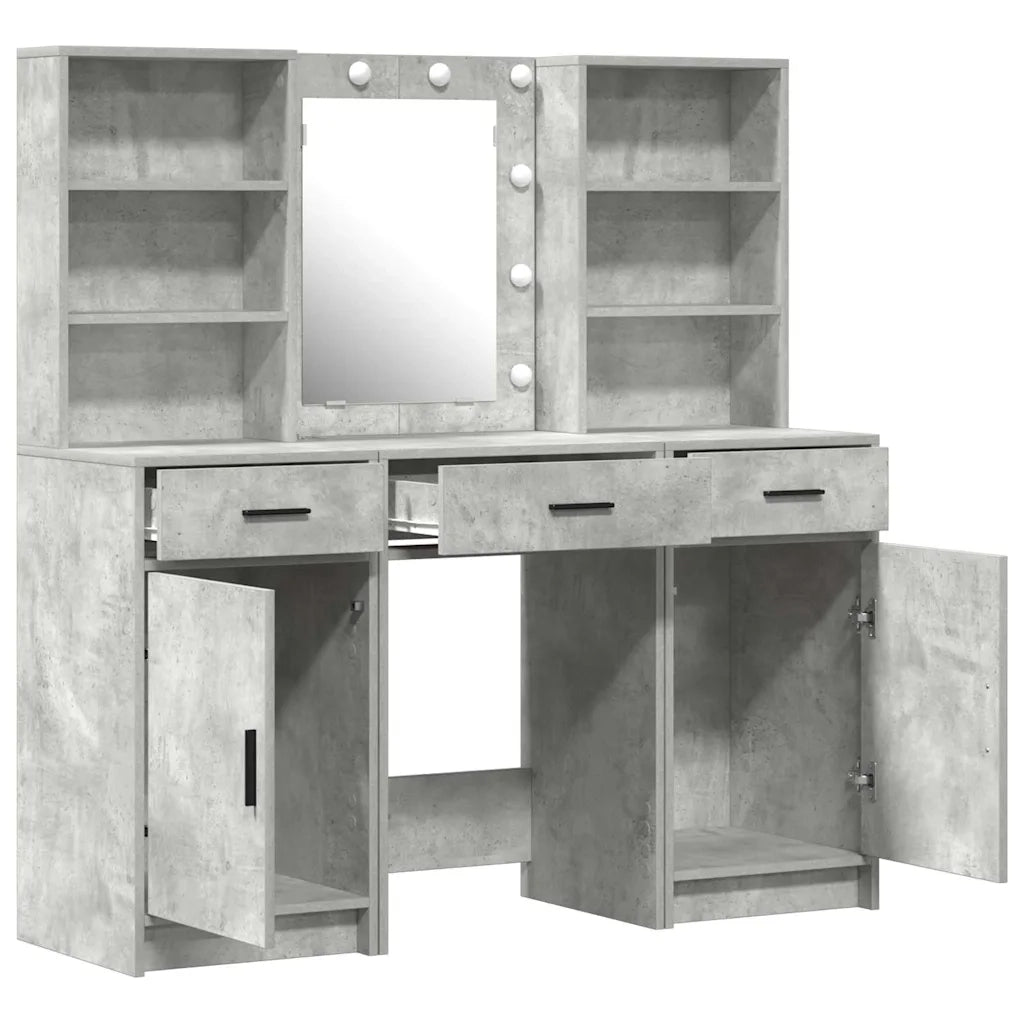 Set da tavolo da trucco con LED con porta 3 pcs Grigio cemento 3334293