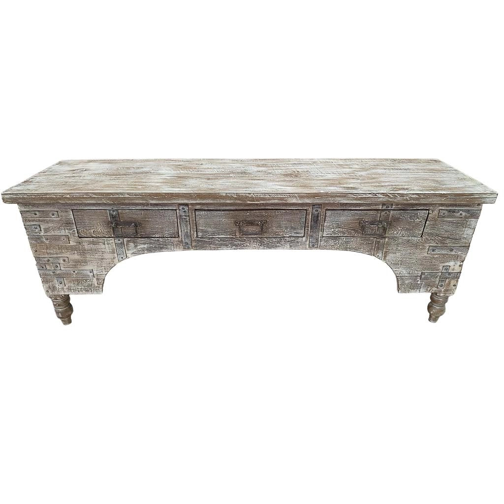 Mobile basso artigianale in legno 165-175x45x57h cm