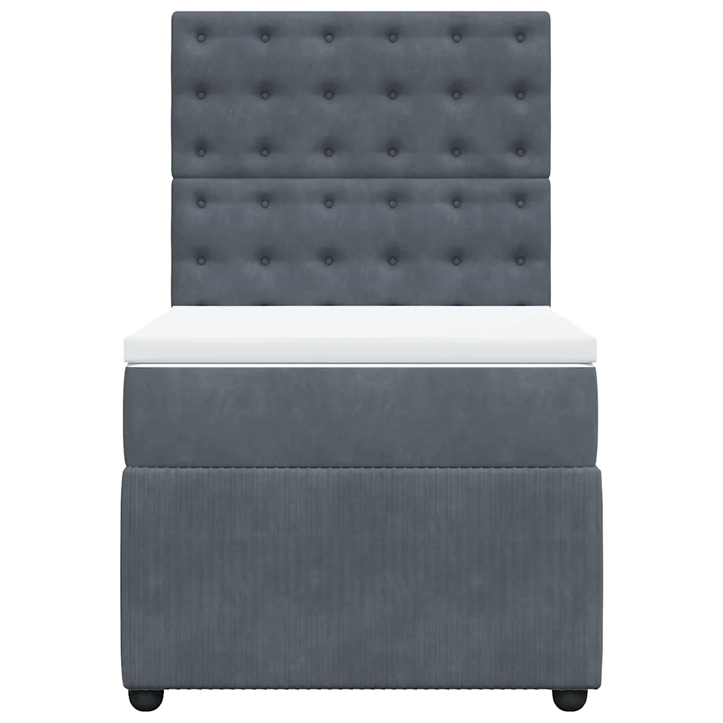 Giroletto a Molle con Materasso Grigio Scuro 90x190 cm Velluto