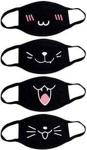 Maschera per la Bocca Anime Cartoon - Reutilizzabile - 4 Pezzi - Orecchini Elastici - Protezione Solare - Antistatico - Fatto di Cotone