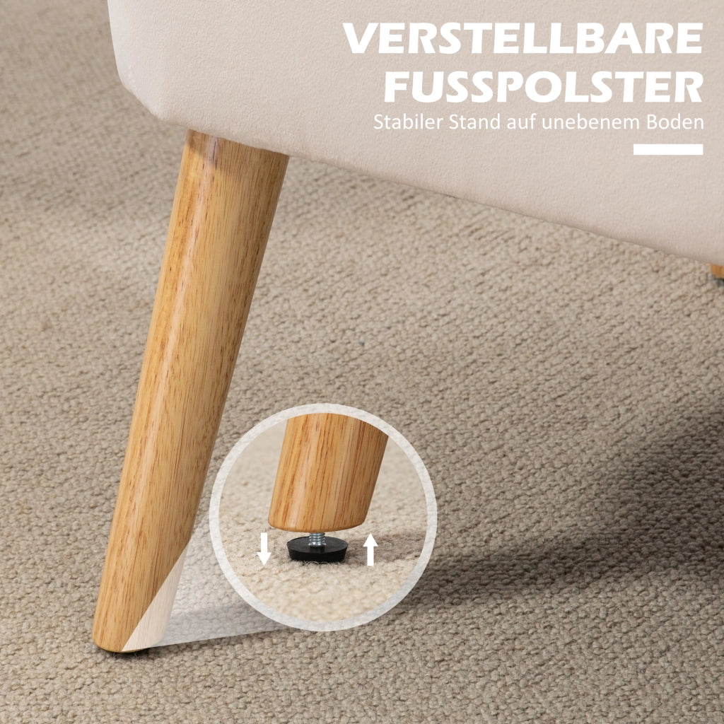 Divano 2 Posti Retro ¨C Minimal ¨C Cremewei?, Legno, 117x56.5x77