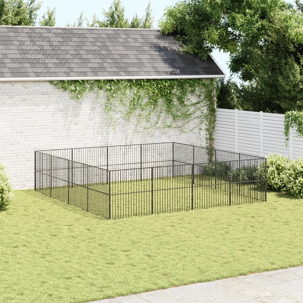 Box per Cani 16 Pannelli Nero Acciaio Zincatocod mxl 87585