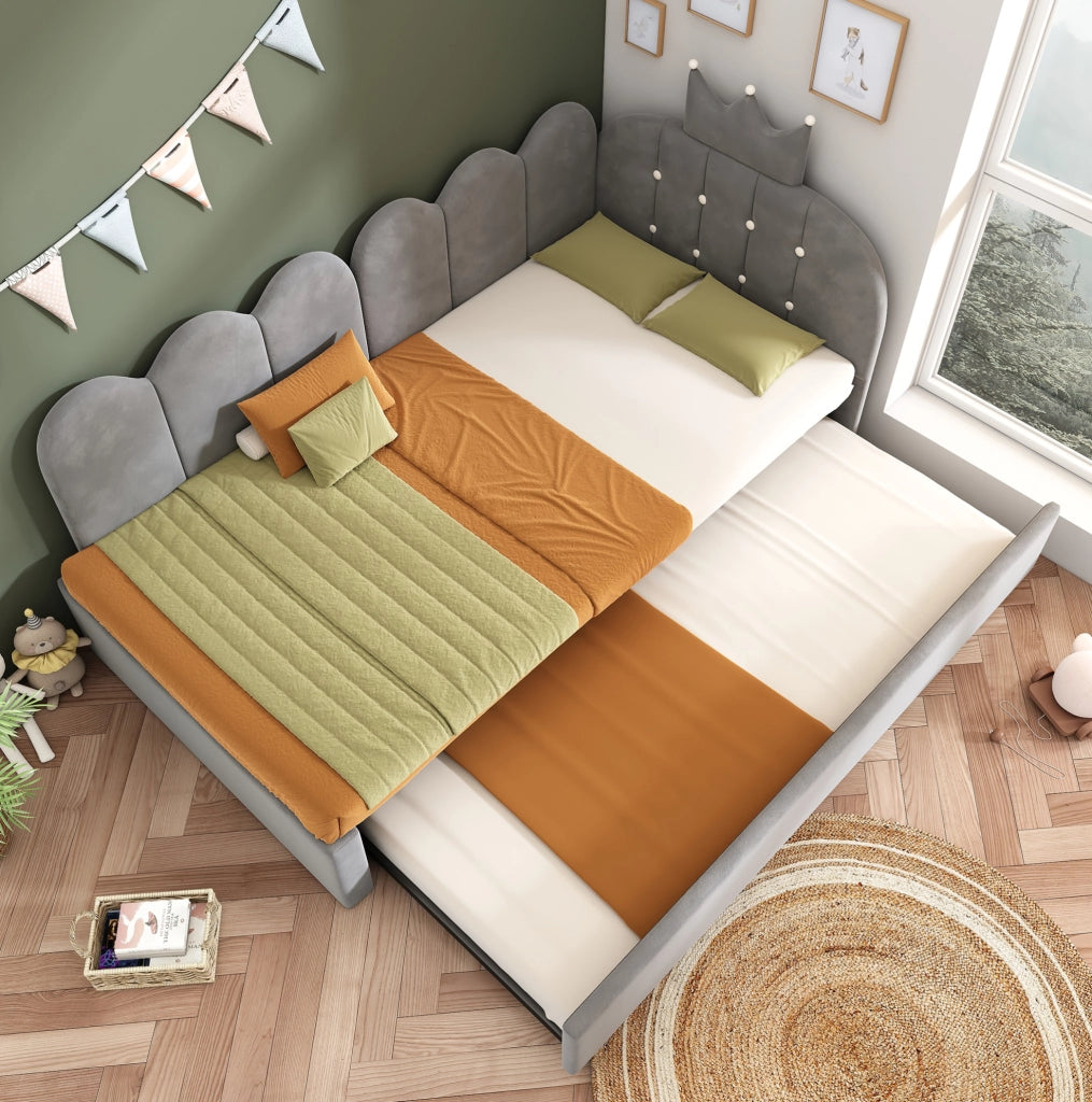 Letto divano 90x200 cm con letto estraibile 90x190 cm in velluto grigio