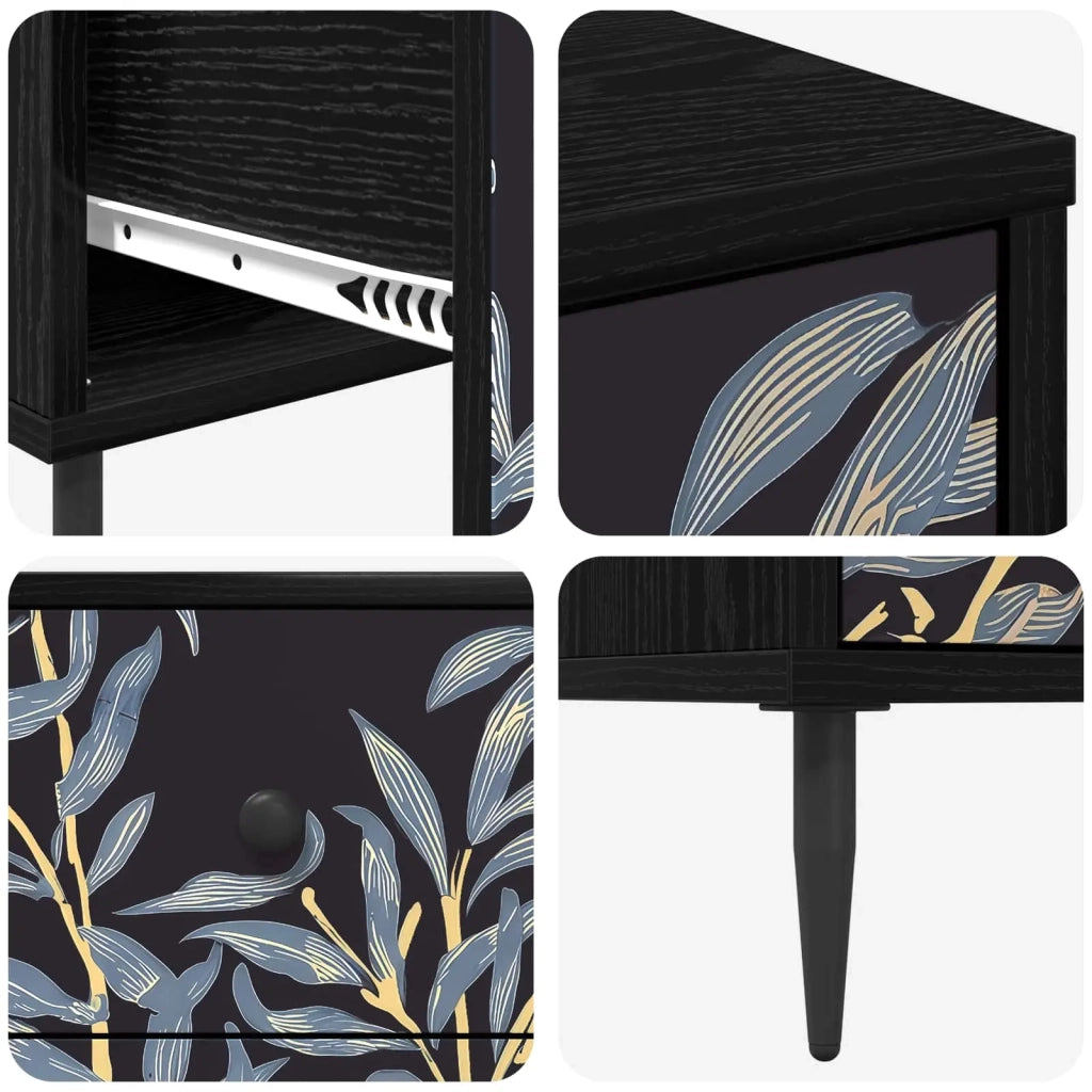 Armadio da Notte DOKKUM 2 pz Rovere Nero 36 x 33 x 61 cm 8007326