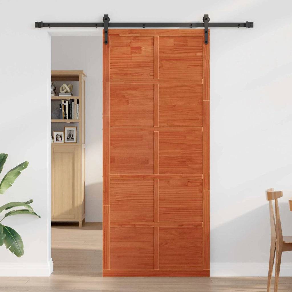 Porta del fienile Marrone cerato 80 x 2,5 x 208 cm