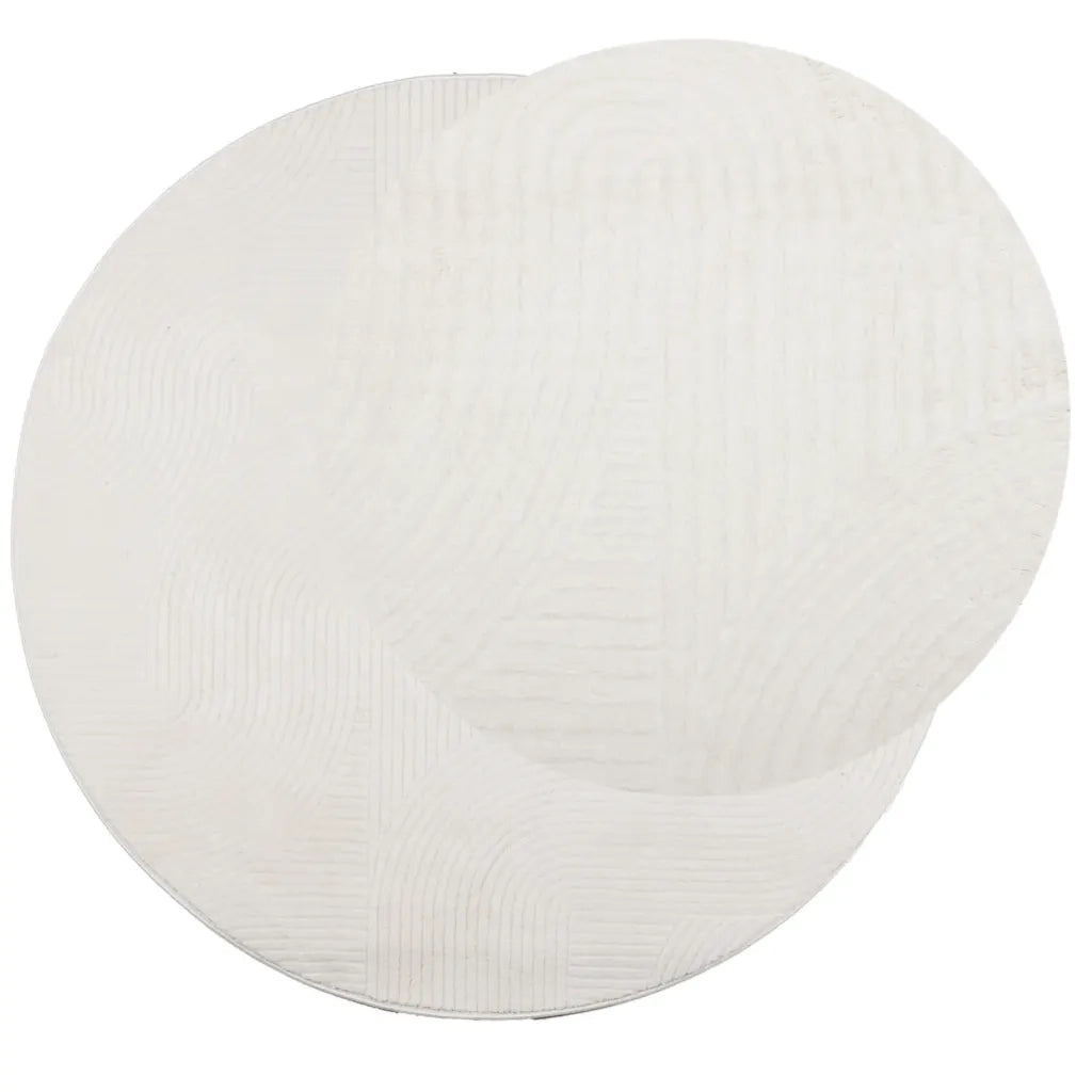 Tappeto IZA a Pelo Corto con Aspetto Scandinavo Crema Ø 100 cm 375446