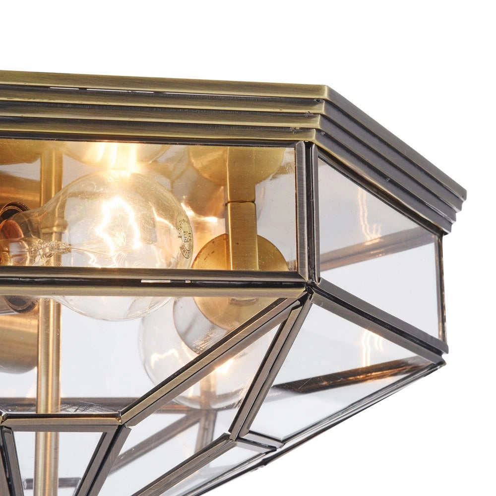 Plafoniera Contemporanea Zeil Metallo Bronzo 3 Luci Diffusore In Vetro