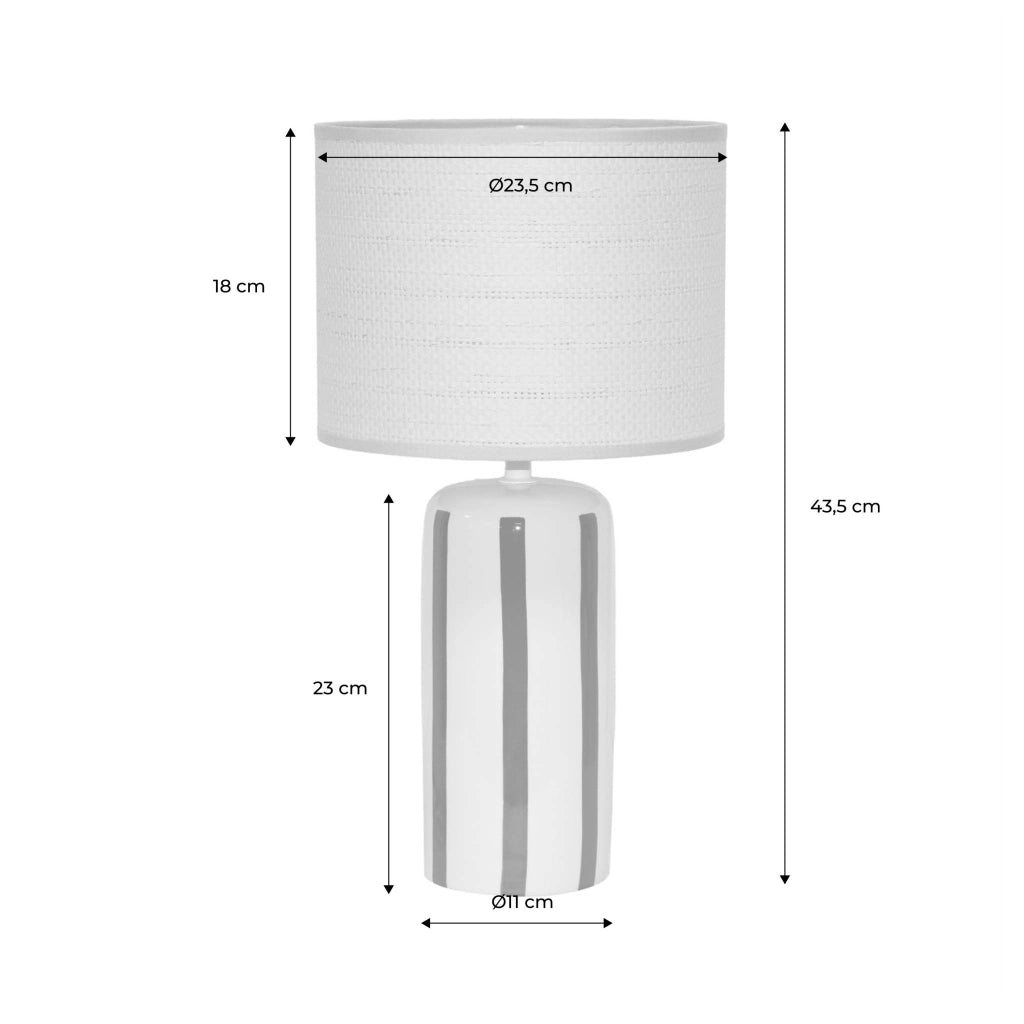 Lampada da tavolo in ceramica per interni con effetto rattan, 44cm,