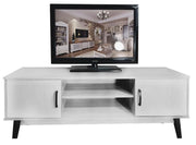 MOBILE TV IN MDF COLOR BIANCO LEGNO CON DUE ANTE E DUE RIPIANI MISURE: 140X38X44CM