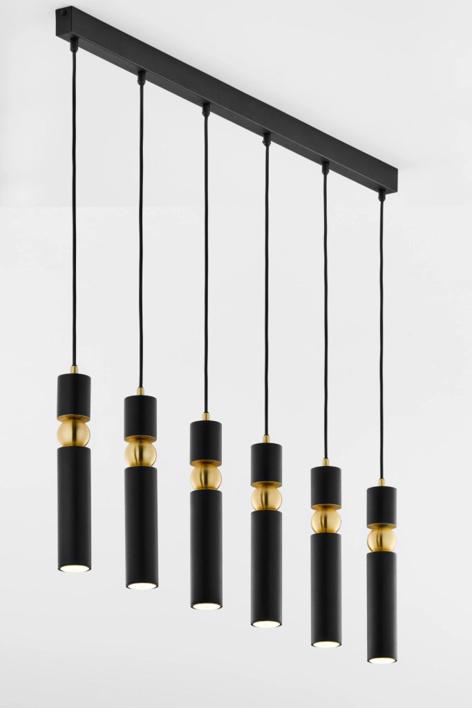 Lampada sospensione barra 90cm nero oro 6xGU10 ALAS