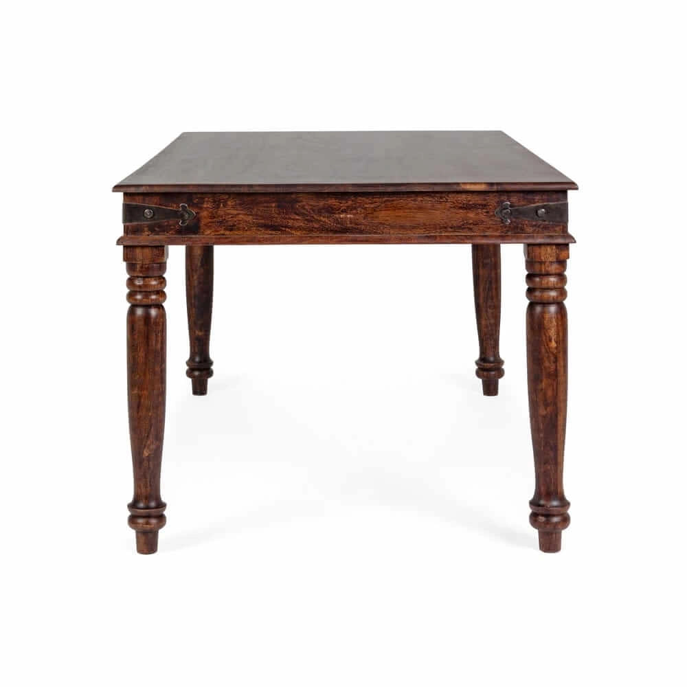 Tavolo da pranzo in legno di acacia massiccia gambe tornite stile etnico - MUMBAI
