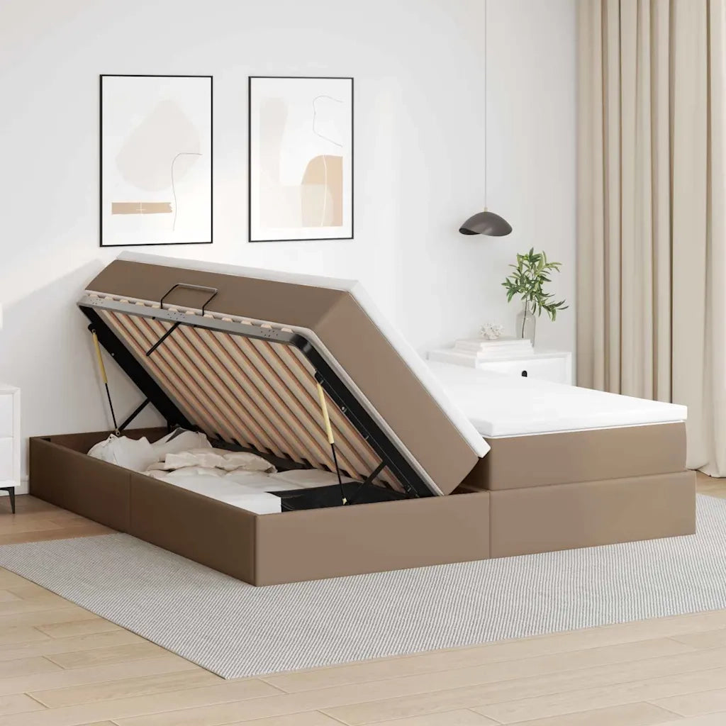 Letto con contenitore e materasso Cappuccino 180 x 200 cm 3370344
