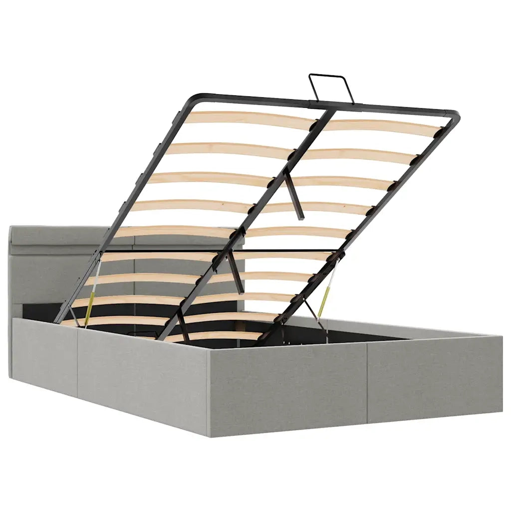 Giroletto con Contenitore e LED Grigio Chiaro Tessuto 120x200cm 285608