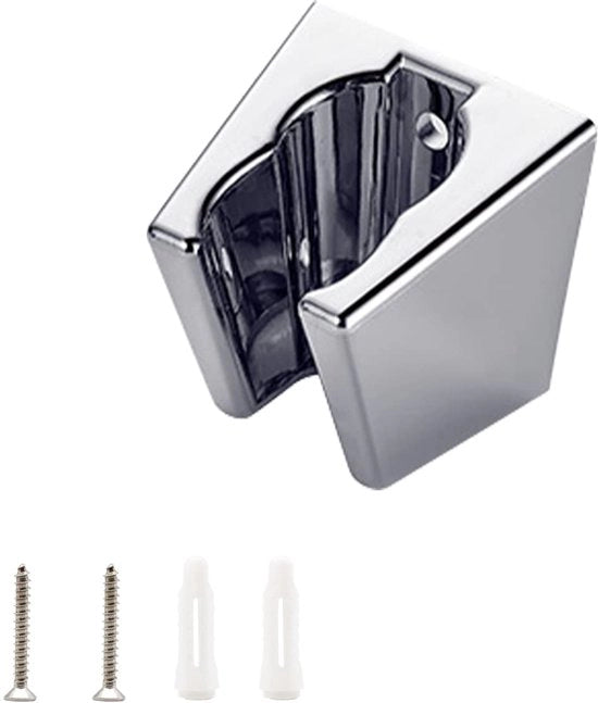 Supporto per doccia, Manubrio per doccia in argento, Supporto per doccia con viti, Due clip per chiave, Compatibile con la maggior parte delle docce