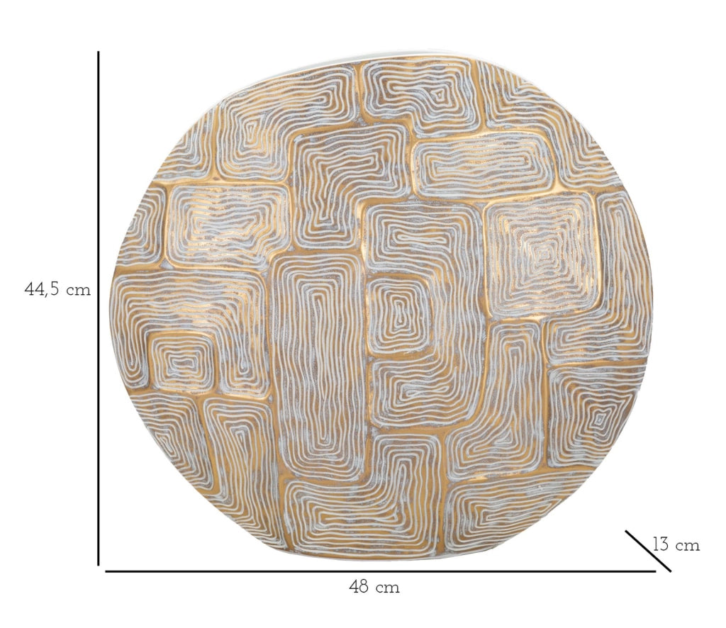 Vaso Resina Eclips 48x13x44,5 cm in Resina Oro e Bianco