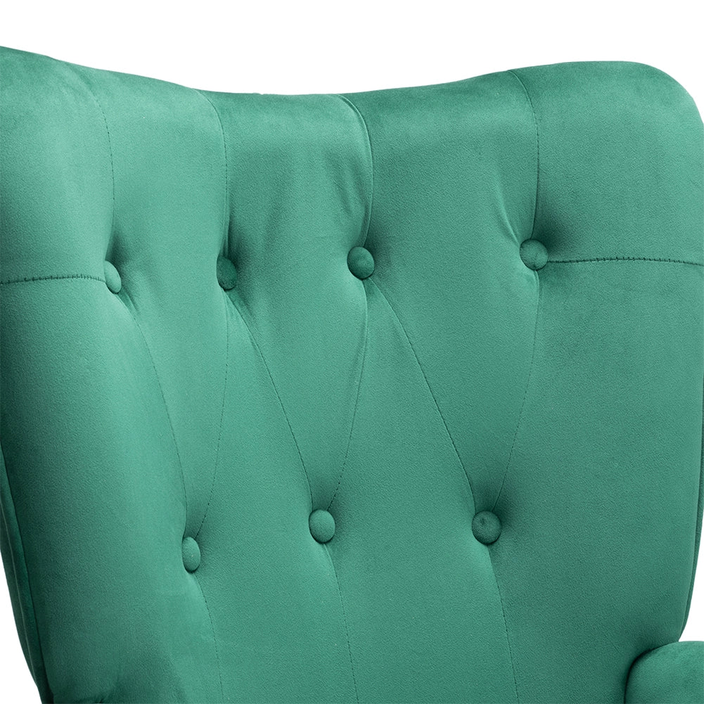 Poltrona con Sgabello da Salotto in Velluto Verde Sedia con Poggiapiedi Moderno