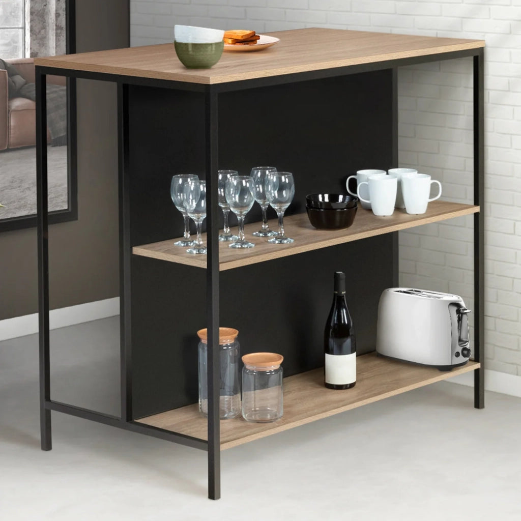 IDMarket - Set di tavolo da bar e 2 sgabelli di design industriale a isola DETROIT
