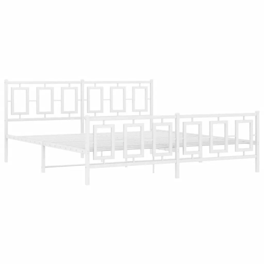Giroletto con Testiera e Pediera-Struttura Letto Metallo Bianco 183x213 cm 266589