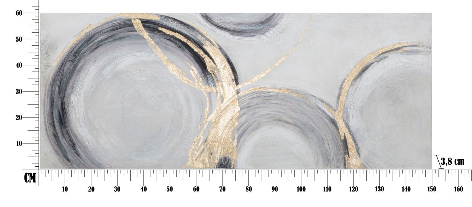 Dipinto su Tela Circly 150x3,8x60 cm in Legno di Pino e Canvas Multicolor