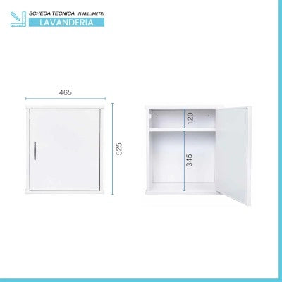 Pensile sospeso 45x34 cm in PVC con ripiano e fissaggi inclusi Kandy
