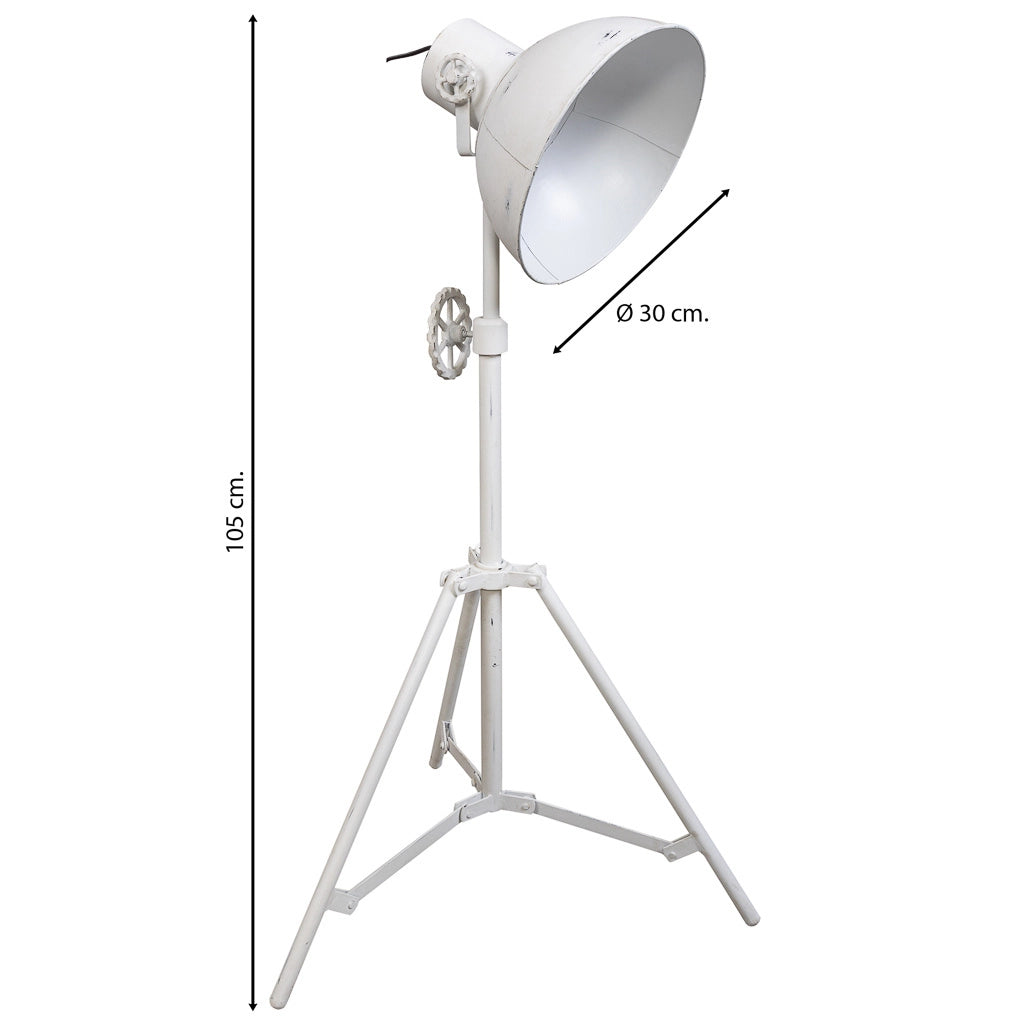 Lampada da terra in metallo bianco 30x30x105h