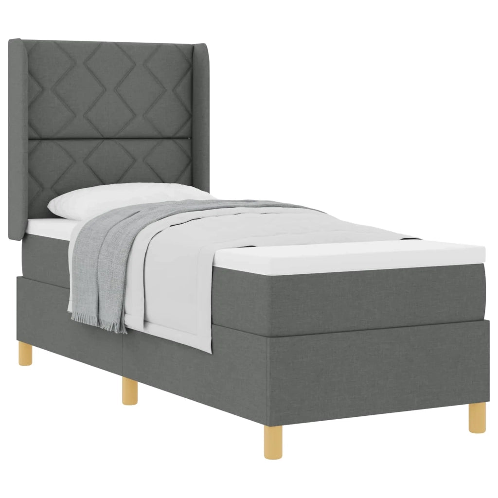 Letto a molle con materasso Grigio scuro 80 x 200 cm Tessuto