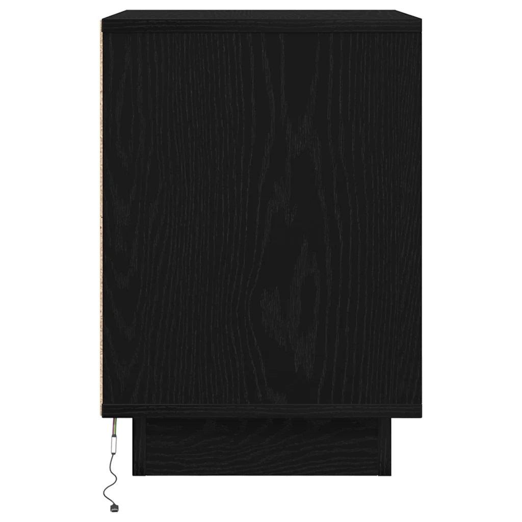 Comodino con Luci LED-Tavolino da notte Nero 38x34x50 cm 581071