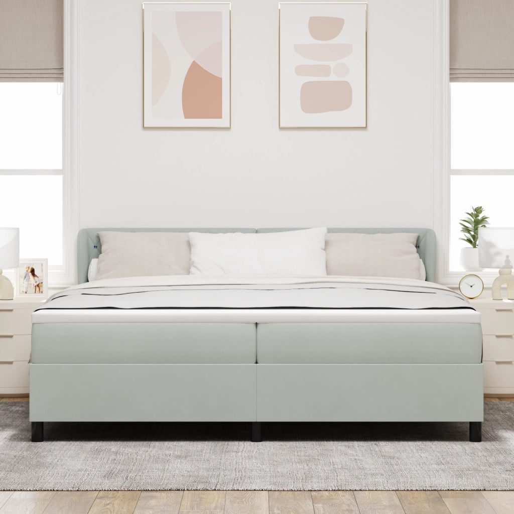 Letto con Rete a Molle e Materasso Grigio Chiaro 200x200 cm Velluto