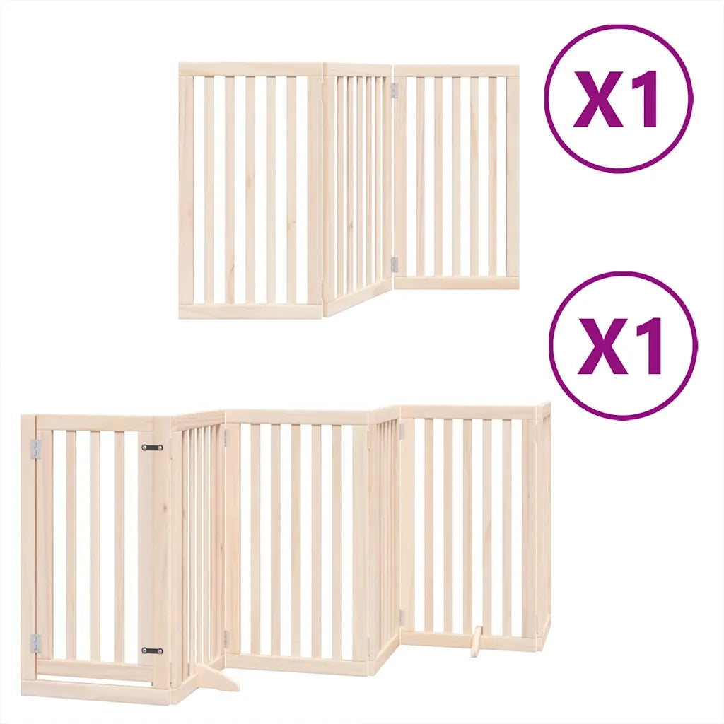 Cancello per Cani con Porta Pieghevole 9 Pannelli 450 cm Pioppo