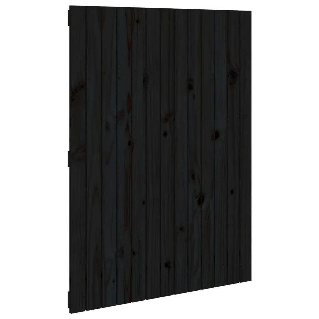 Testiera | Testata da Parete Nera 82,5x3x110 cm in Legno Massello di Pino