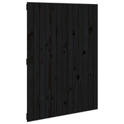 Testiera | Testata da Parete Nera 82,5x3x110 cm in Legno Massello di Pino