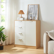 Comò Varkaus con 4 Cassetti e Anta- Effetto Rovere / Bianco [en.casa]