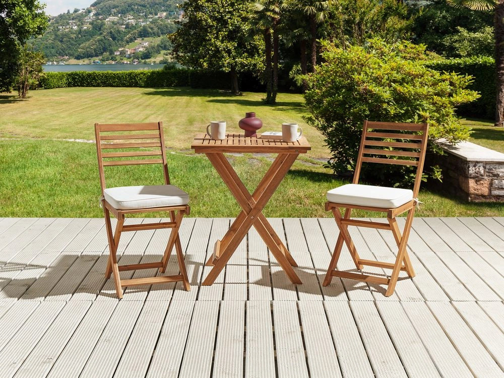Set di 2 cuscini per sedie da esterno con lacci e rivestimento rimovibile bianco resistenti ai raggi UV