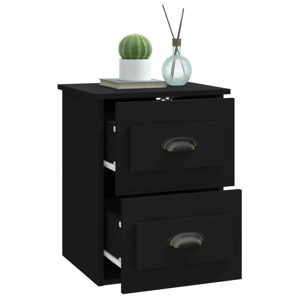 Comodini a Parete 2 pz-Set di 2 Tavolino da notte Neri 41,5x36x53 cm