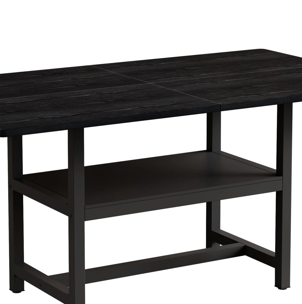 Tavolo da pranzo 160x90x76 cm con ripiano integrato in MDF e metallo nero