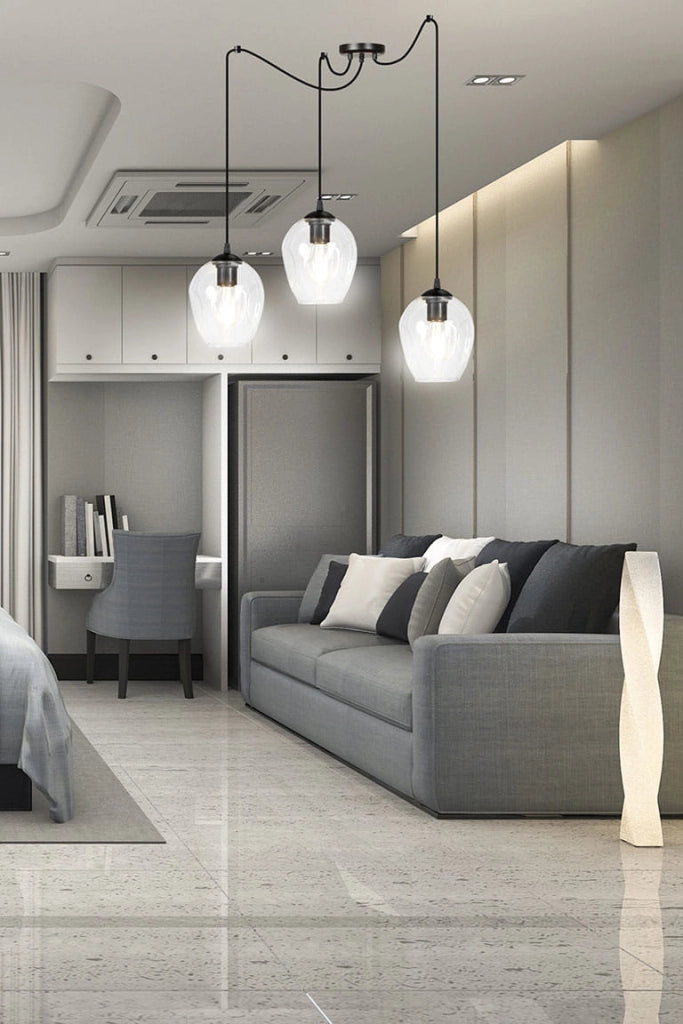 Lampadario Emibig LEVEL 3xE27 nero vetro trasparente