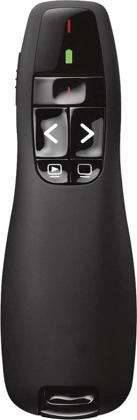 Presentazione Remota Senza Fili - 2,4 GHz con Ricevitore USB - Puntatore Laser Rosso - Portata di 15 Metri - 6 Tasti - Interfaccia Intuitiva - Indicatore di Batteria - PC - Nero