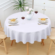 Tavolo Coperto Inumidificabile a Rondi 140cm Coperto Tavolo Poliestere Impermeabile Effetto Loto Tovaglie da Tavolo Resistenti al Mucchi Lavabile Tavolo Coperto per Cucina da Festa, Bianco