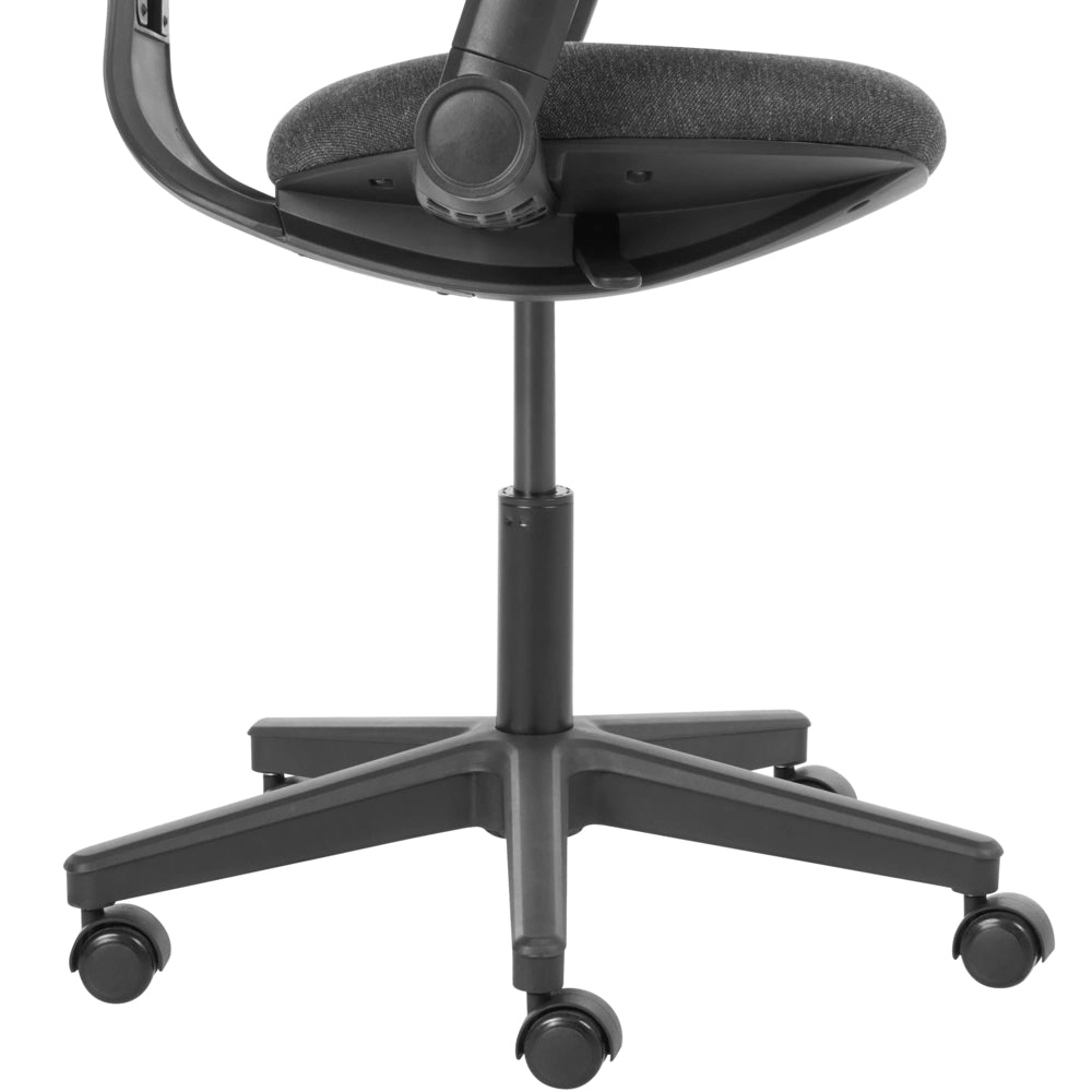 Sedia da ufficio in tessuto nero con schienale e braccioli regolabili, design moderno, per l'ufficio domestico
