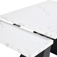 Tavolo da pranzo allungabile, per soggiorno e studio, 159x74x77 cm, Bianco e Nero