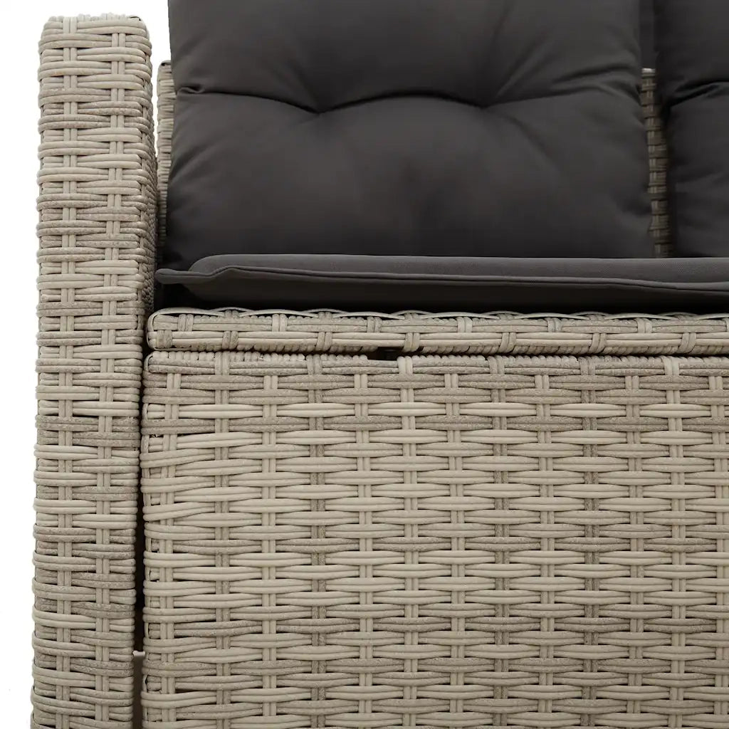 Divano da Giardino con Cuscini 2 Posti Grigio Chiaro Polyrattan